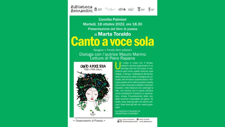 Presentazione de "Canto a voce sola" libro di poesia di Marta Toraldo