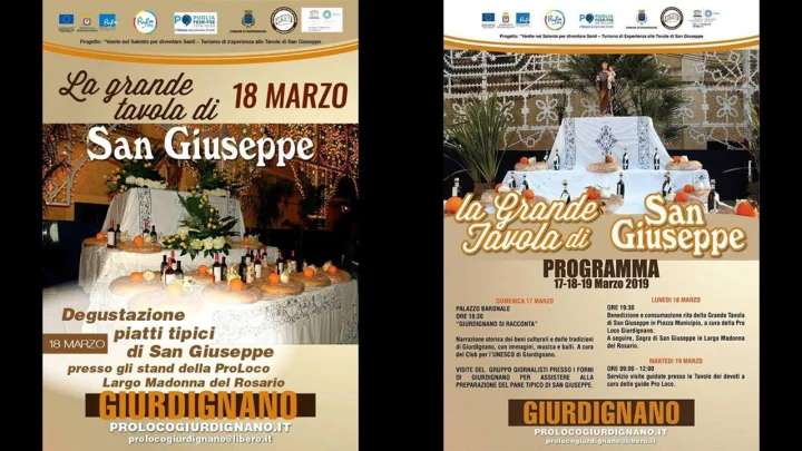 La Grande Tavola di San Giuseppe 2019 di Giurdignano in Diretta Streaming